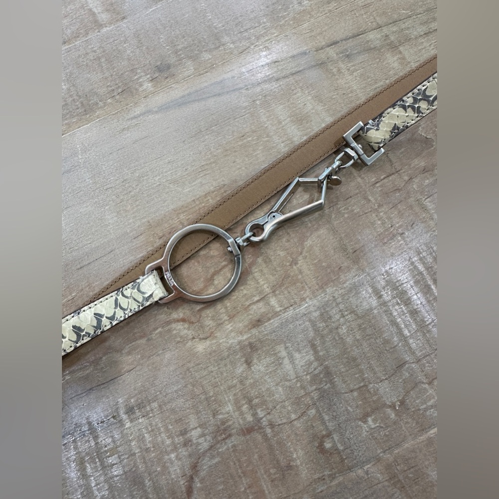 Vintage Prada metal hardware round loop snakeskin thin leather belt - Picture 16 of 17